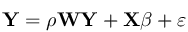 %5Cmathbf%7BY%7D%3D%5Crho%5Cmathbf%7BWY%7D%2B%5Cmathbf%7BX%5Cbeta%7D%2B%5Cmathbf%7B%5Cvarepsilon%7D